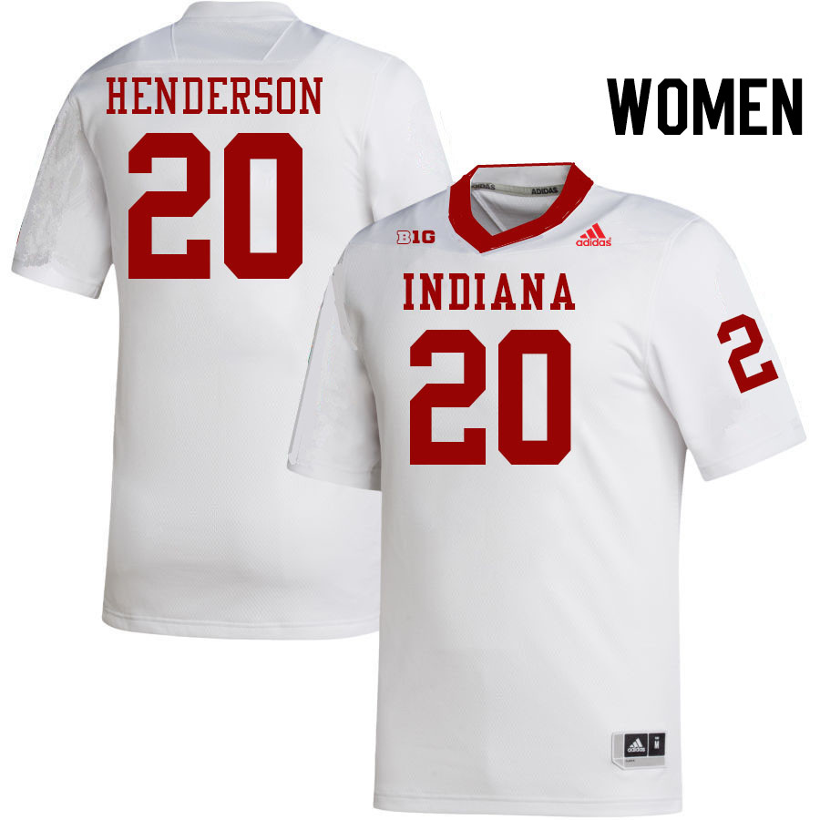 Women #20 Dontrae Henderson Indiana Hoosiers College Football Jerseys Stitched-White